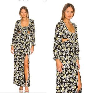 Majorelle Leona Maxi Dress floral print cut out rayon gown Revolve Sz XS NWT